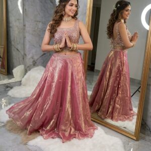 dusty rose embellished lehenga set